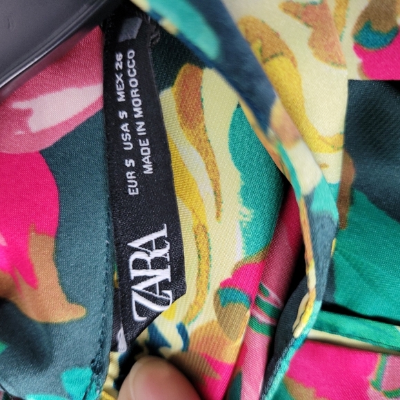 Zara Long Sleeve Floral Mini Dress sz Small - Picture 7 of 9